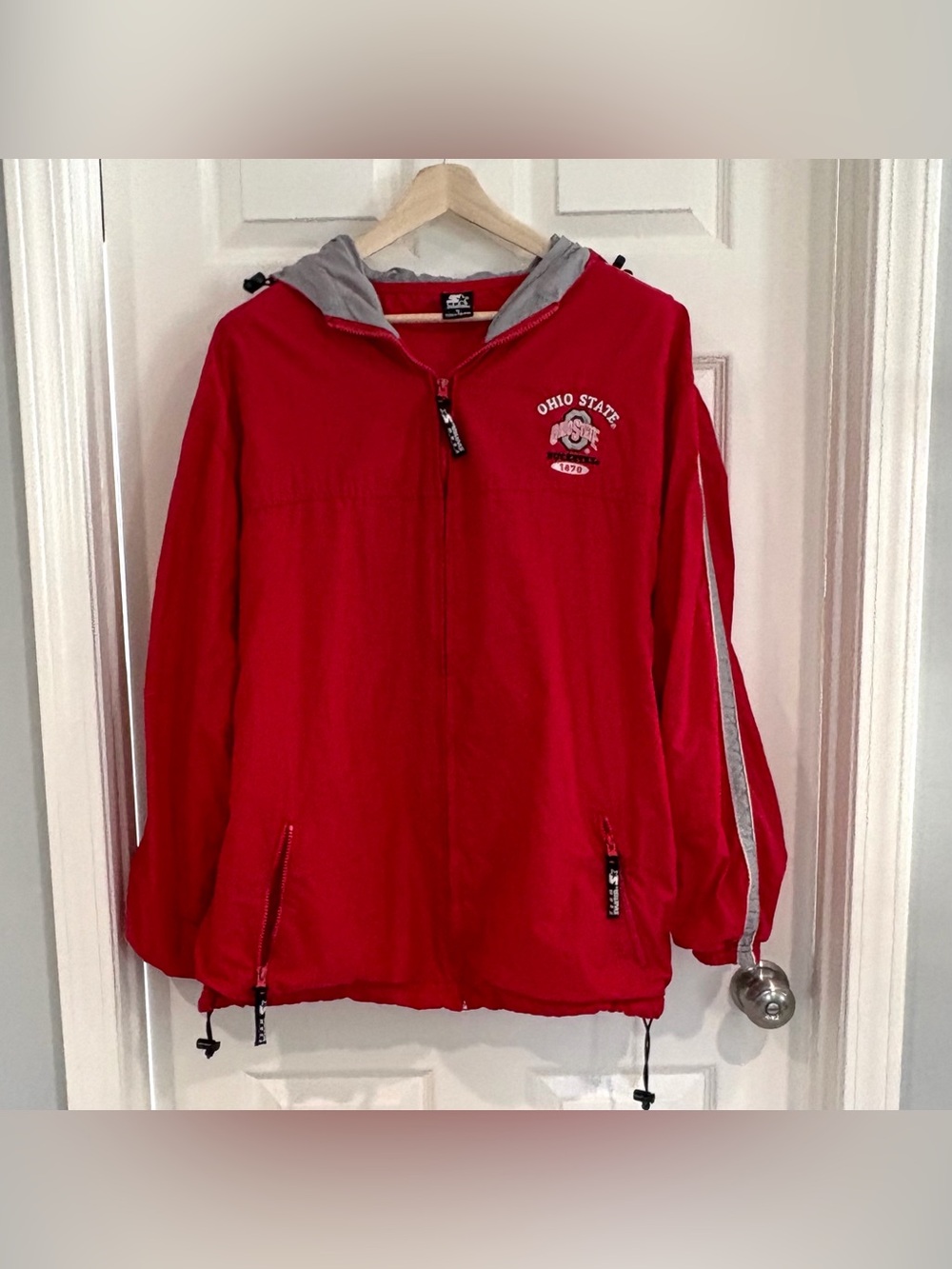 Ohio State Buckeyes Team Starter Zip Up Hood Jacket Rain Coat Men XL Football - Picture 4 of 16